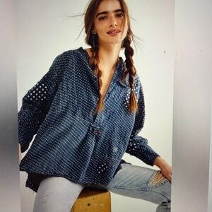 Magnolia Pearl Navy Polka Dot Top